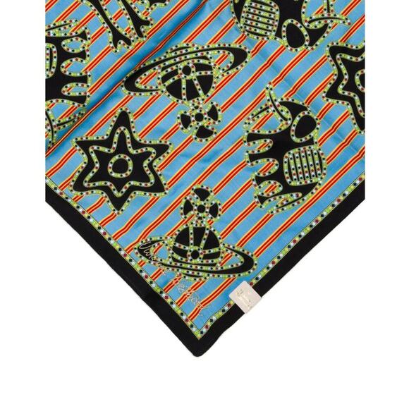 Vivienne Westwood Scarf | Multicolor Print | Embroidered Logo | NWT - Picture 2 of 2